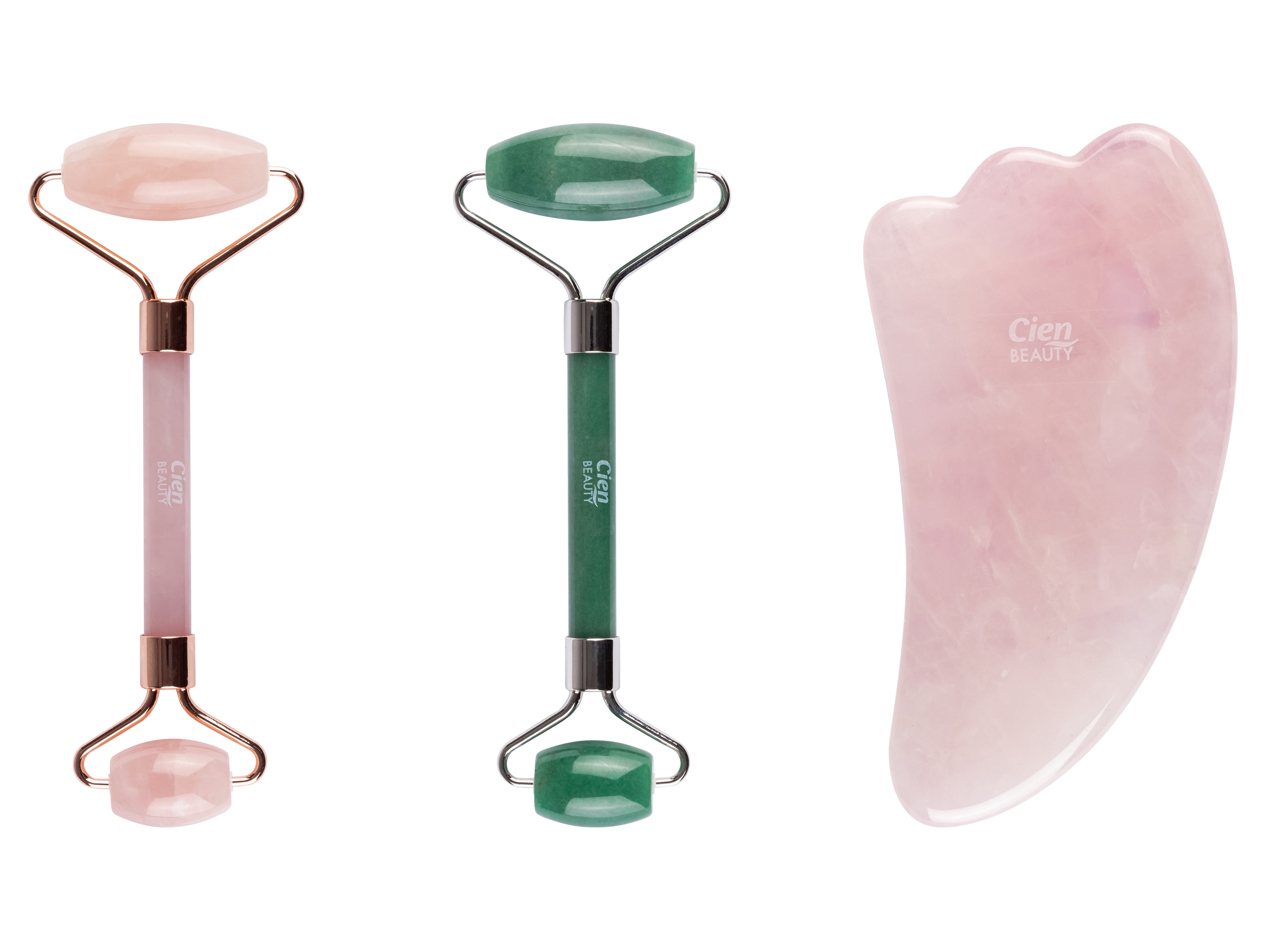 CIEN Beauty Rouleau de quartz pour le visage ou Pierre de massage au quartz