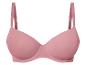 Un soutien-gorge rose avec des bonnets lisses.