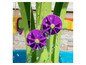 Glissade d'eau avec deux roues à eau violettes.