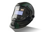 Un masque de soudage Parkside noir avec un accent vert.