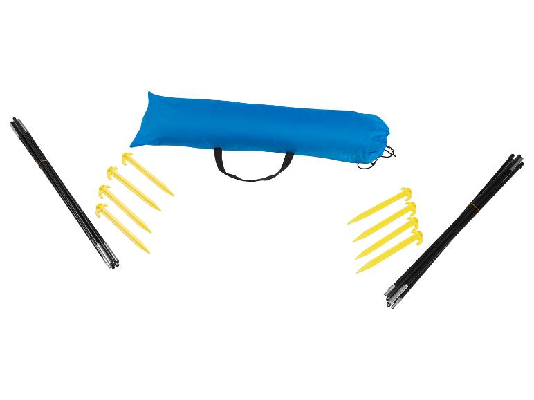 Ensemble de piquets de tente noirs, 8 sardines jaunes et un sac de transport bleu
