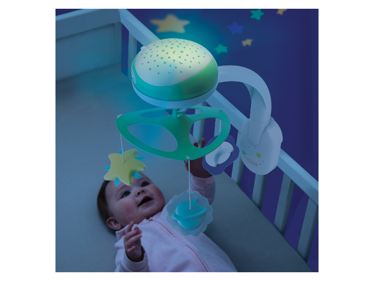 Infantino mobile musical et veilleuse étoilée pour bébé.