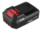 Batterie 2.0Ah de la série X 20V Team, noire avec des accents rouges.