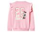 Sweat-shirt rose à manches longues avec volants aux épaules et imprimé Minnie Mouse avec le numéro 28.