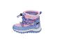 Bottes d'hiver imperméables roses et bleues pour enfants avec motif flocon de neige.