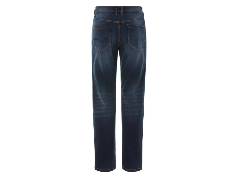 Un jean bleu foncé pour homme, vue arrière.