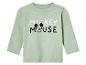 Un t-shirt vert clair à manches longues avec Mickey Mouse.
