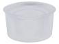 Récipient en plastique transparent à fond plat.