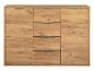 Un buffet en bois avec quatre tiroirs et deux portes.
