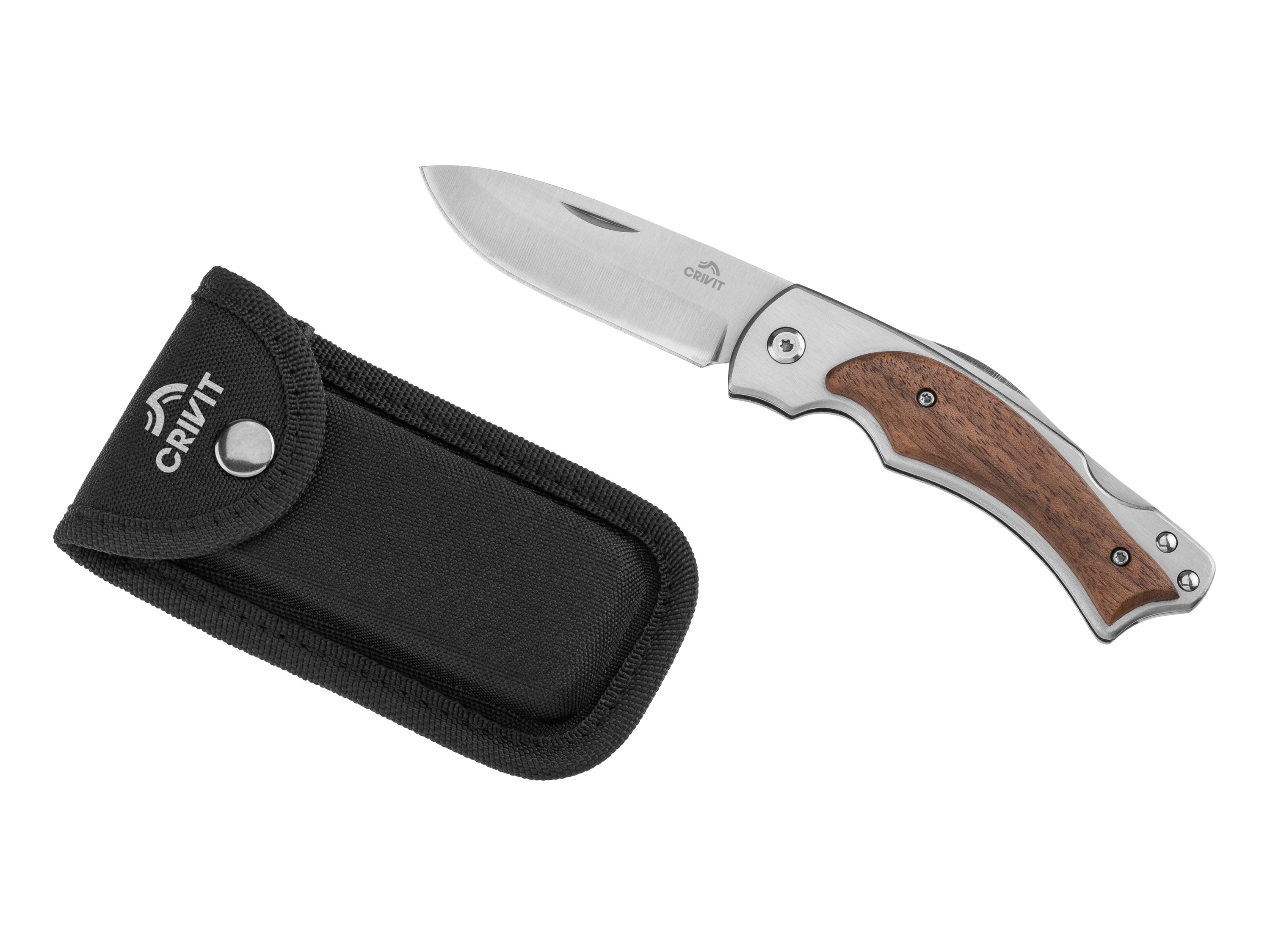 CRIVIT Couteau de poche avec étui ceinture Canif avec étui ceinture (brun clair)