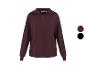 Sweat-shirt bordeaux à demi-zip avec col, présenté avec des échantillons de couleur bordeaux et noir.