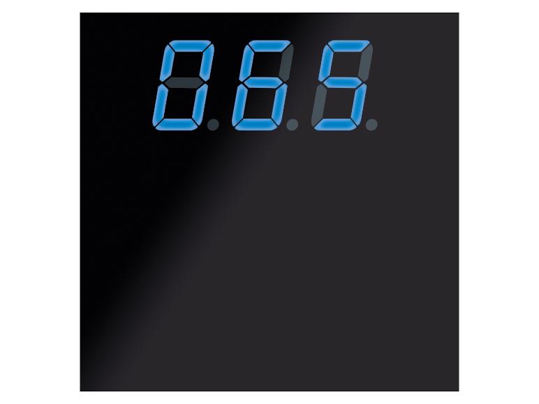 Affichage numérique avec trois chiffres bleus lumineux sur fond noir.