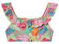 Haut de maillot de bain enfant, motif tropical fleuri et toucans.