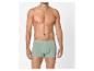 Homme en caleçon boxer vert clair, posant sur fond blanc.