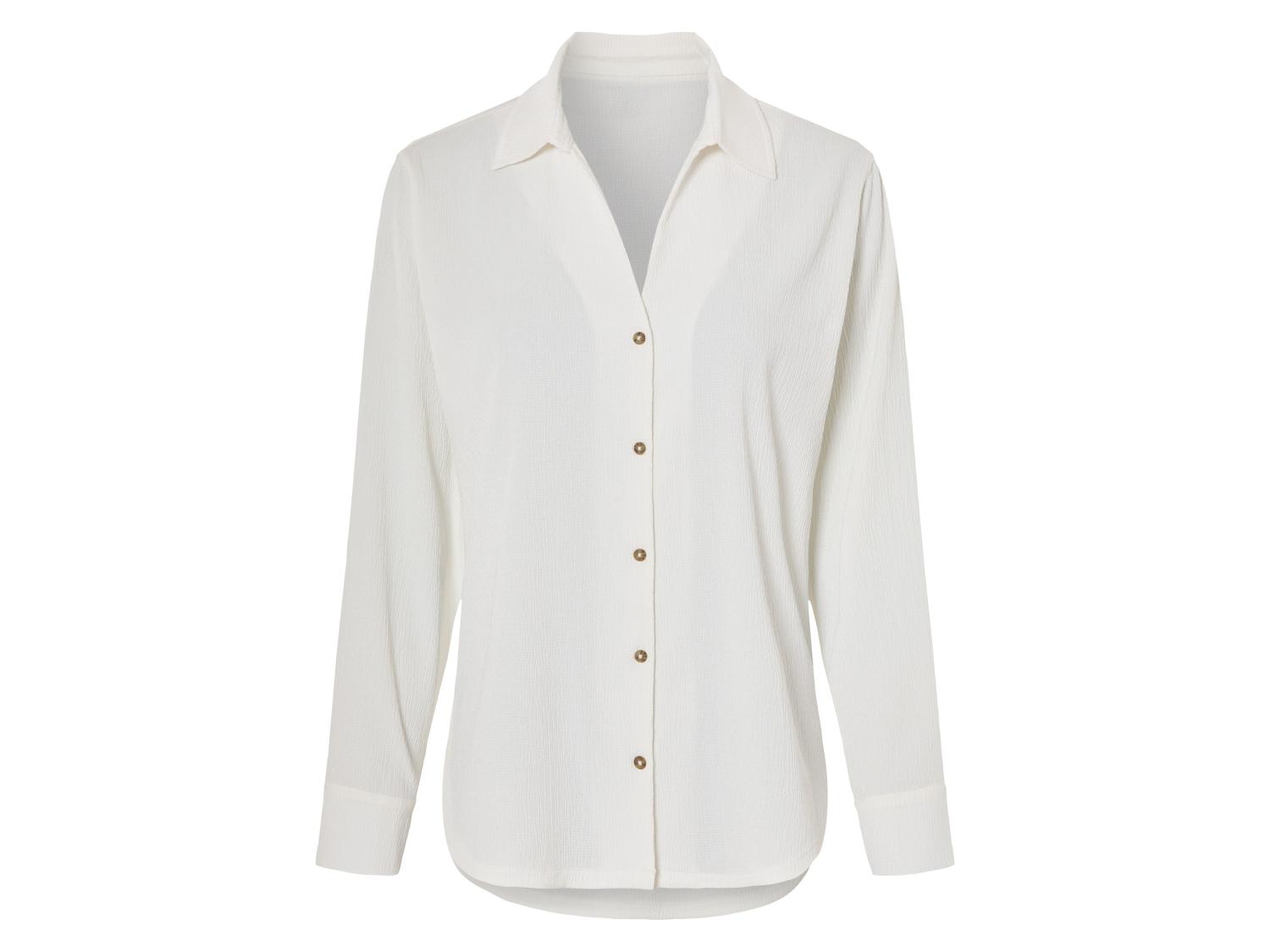 Blouse Femme Polyester Blanche Et Marron - Taille 44, Manches Courtes, Occasion Très Bon état