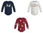 LUPILU® Bodys de Noël pour bébé en bleu marine, blanc et motif pain d'épices rouge.