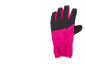 Gant de ski rose et noir avec un logo discret sur le dos de la main.
