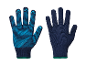 Une paire de gants de travail avec une surface à pois.