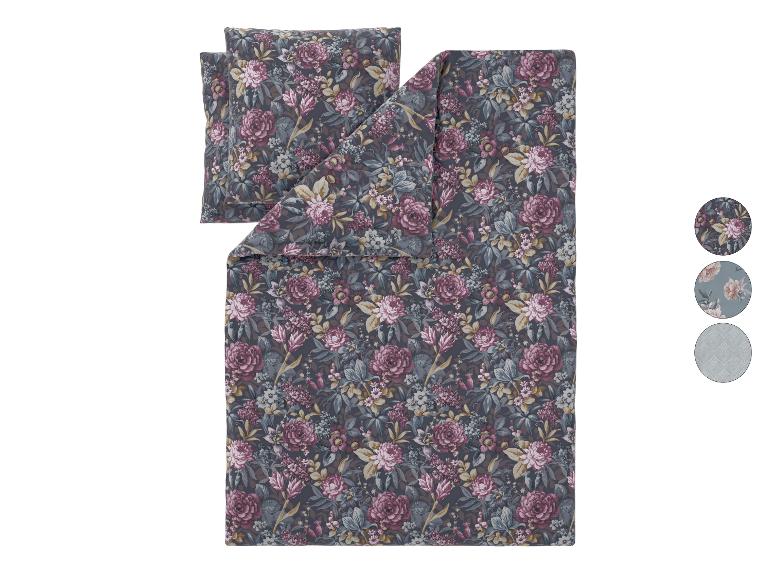 Parure de lit florale avec housse de couette et taies d'oreiller, motif pivoines et feuilles