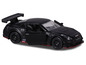 Voiture de course Nissan GT-R noire avec des autocollants Motul et Rays.