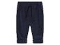 Pantalon en velours côtelé bleu marine avec élastique à la taille.