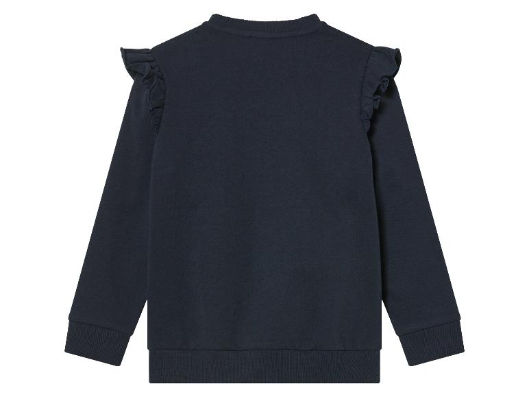 Sweat-shirt bleu marine pour fille, manches longues, détails froncés.