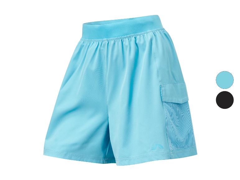Shorts de sport bleu clair avec poche, plusieurs couleurs disponibles.