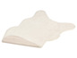 Un tapis blanc en fourrure avec un revers rose.