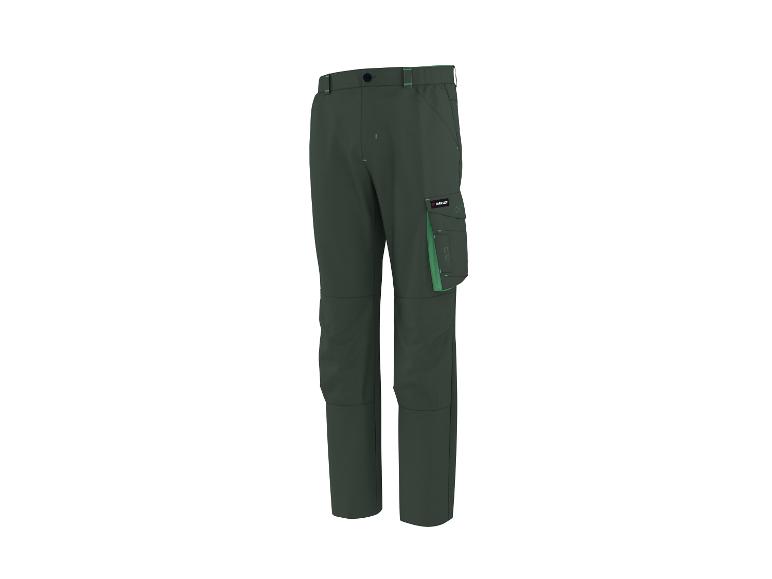 Pantalon de travail vert foncé avec des accents vert clair et plusieurs poches
