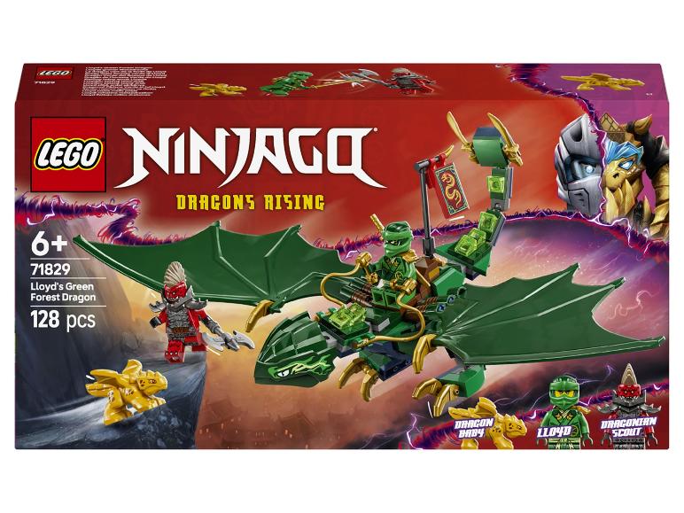 Ensemble de construction de dragon vert avec figurines et accessoires, 128 pièces.