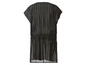 Une robe noire à rayures avec des détails dorés.