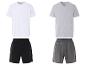 T-shirts et shorts : ensemble blanc et gris.