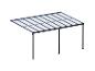 Pergola grise avec toit transparent sur fond blanc.
