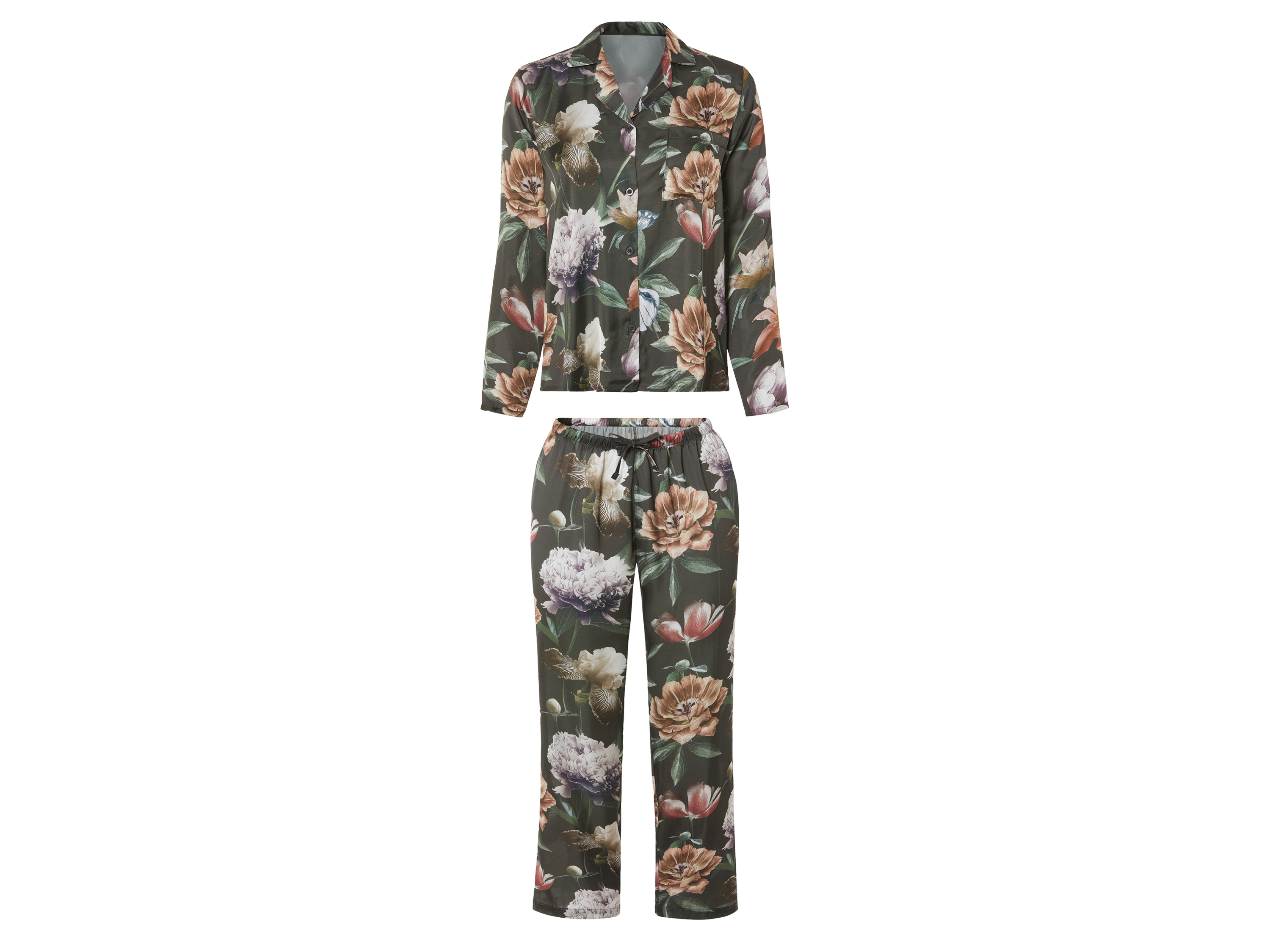 esmara® Pyjama satin femme (S (34/36), fleurs)