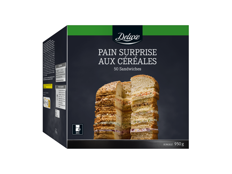 Boîte de 50 pains surprises aux céréales, 950g, surgelés.