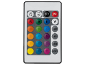 Télécommande de lumière LED avec boutons de couleur, luminosité et modes.