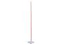 Lampadaire LED blanc avec lumière rouge sur fond blanc.