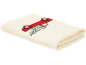 Serviette avec broderie de camion rouge transportant un sapin de Noël.