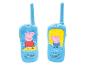 Deux talkies-walkies bleus Lexibook à l'effigie de Peppa Pig.