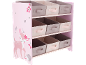 Étagère de rangement pour enfants avec motif de cerf et hérisson rose, avec neuf boîtes.