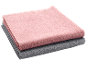 Deux serviettes en microfibre pliées, une rose et une grise.