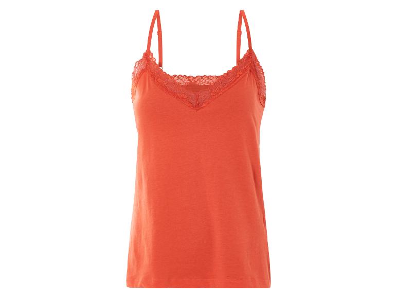 Débardeur orange avec dentelle.