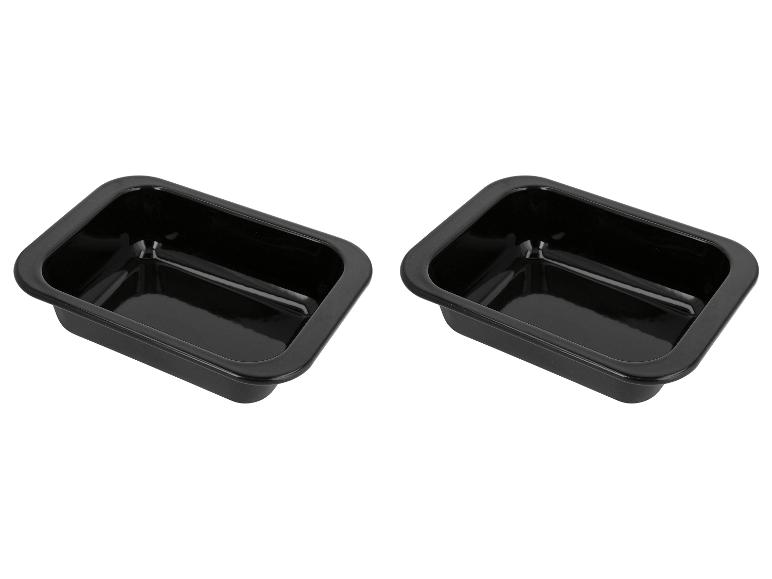 Deux moules à pâtisserie rectangulaires noirs brillants