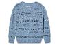 Pull en maille bleu clair, style ajouré.