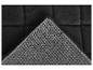Un tapis noir en fausse fourrure avec un dos antidérapant gris.