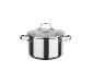 Saucepan en acier inoxydable avec couvercle en verre.