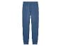 Pantalon de survêtement bleu avec ceinture élastique.