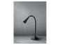Une lampe de bureau noire avec un bras flexible.