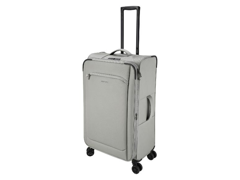 Valise trolley grise avec poignée extensible et quatre roues