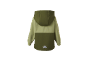 Vue arrière d'une veste softshell verte pour enfant avec motif dinosaure
